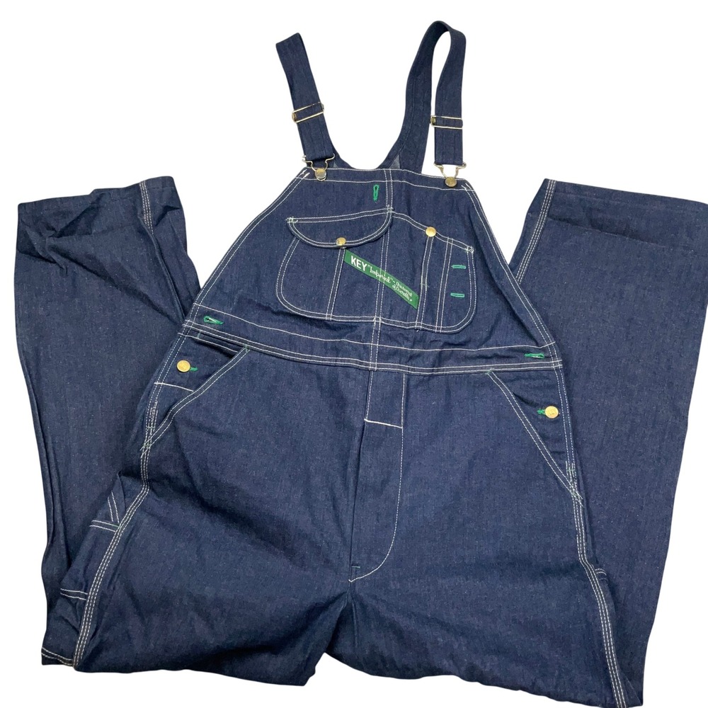 Key Imperial Overalls Men 38x32 Blue Denim Bib  Brace Workwear Farm Chore VTG